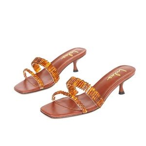 Lulus brown high heel slides